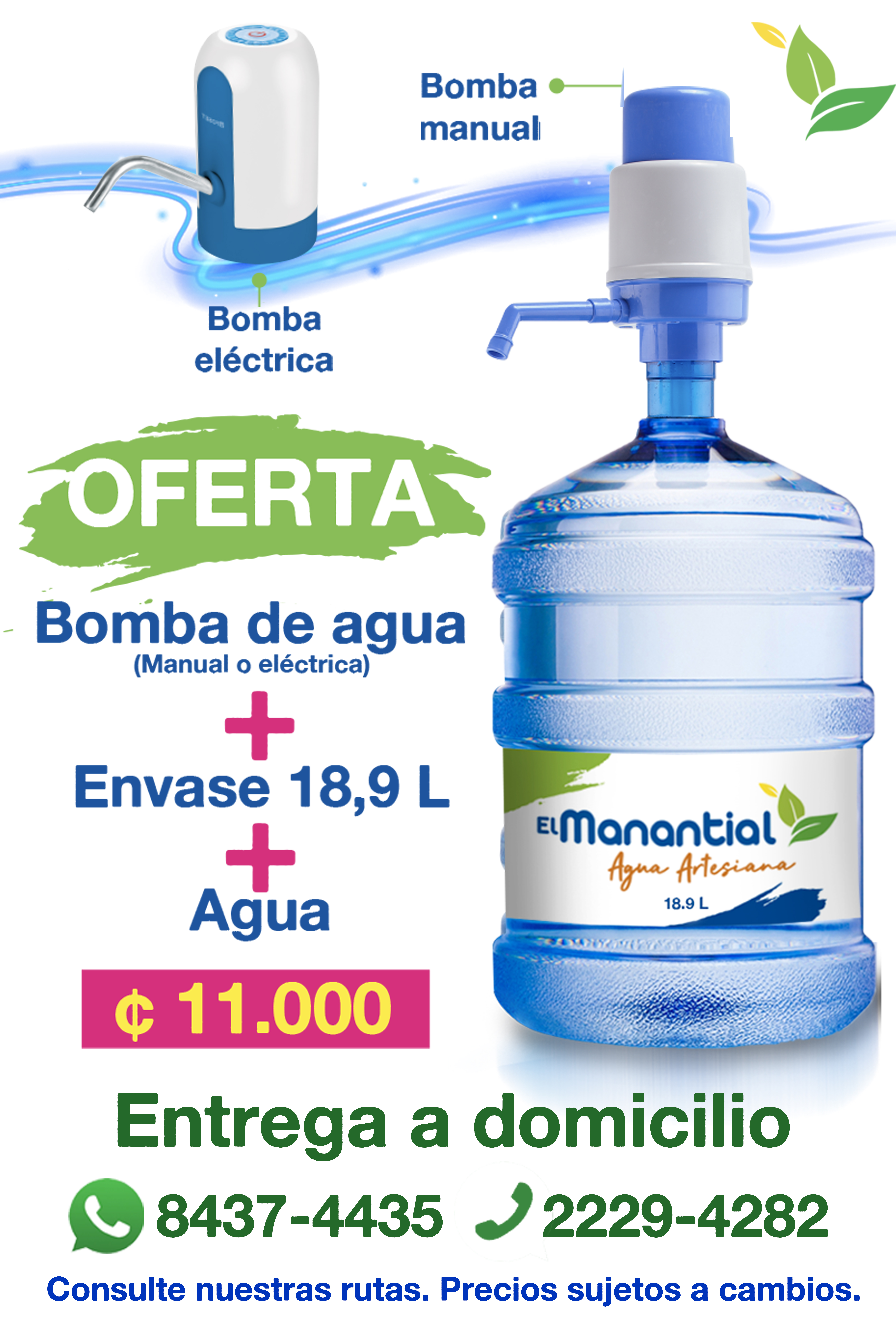COMBO DE ENVASE + AGUA + DISPENSADOR  MANUAL